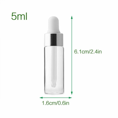 Mini garrafas de vidro de prata do conta-gotas do ODM do OEM das garrafas de óleo 5ml essencial