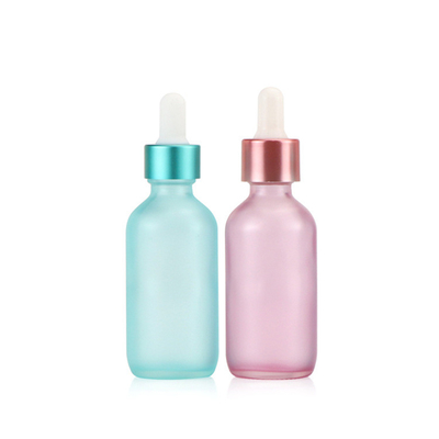 Garrafa de óleo essencial vazia 30ml do conta-gotas de vidro cor-de-rosa azul semi transparente