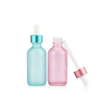 Garrafa de óleo essencial vazia 30ml do conta-gotas de vidro cor-de-rosa azul semi transparente