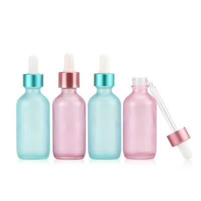 Garrafa de óleo essencial vazia 30ml do conta-gotas de vidro cor-de-rosa azul semi transparente