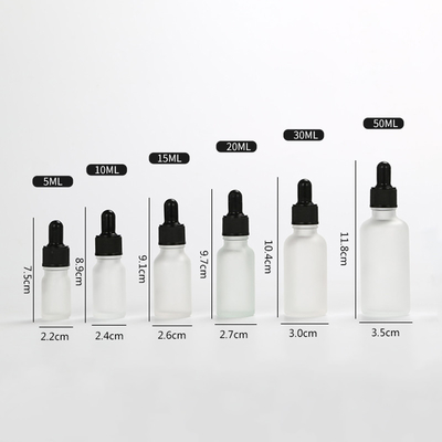 Garrafas de óleo essencial de vidro geadas multi capacidade 5ml do conta-gotas 10ml