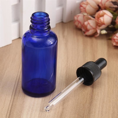 Garrafas de vidro azuis do conta-gotas de LinDeer 30ml com o tampão plástico preto