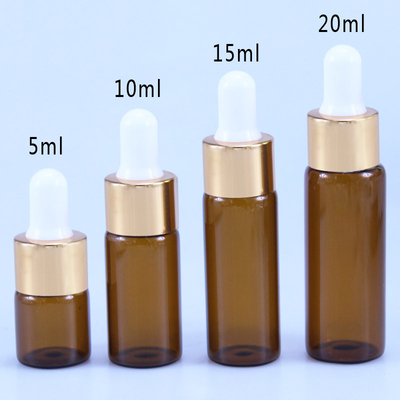 Garrafa de vidro do conta-gotas dos cosméticos 10ml 15ml 20ml Brown para o óleo essencial