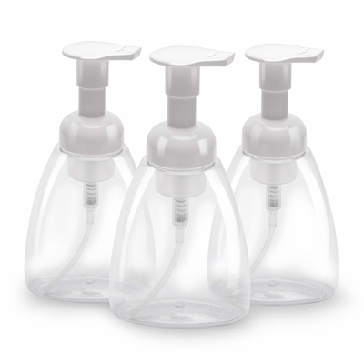 Garrafas plásticas vazias transparentes da loção 500ml com bomba 28mm