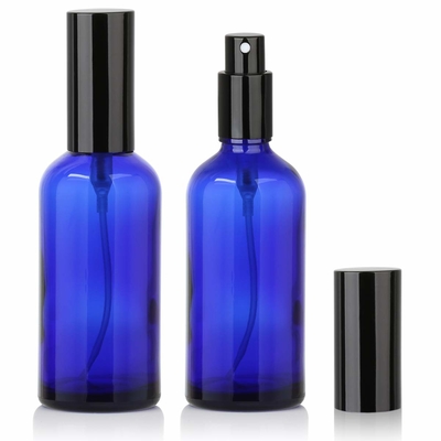 Garrafa cosmética do pulverizador da bomba de vidro azul de LinDeer 50ml com pulverizador do Black Mist