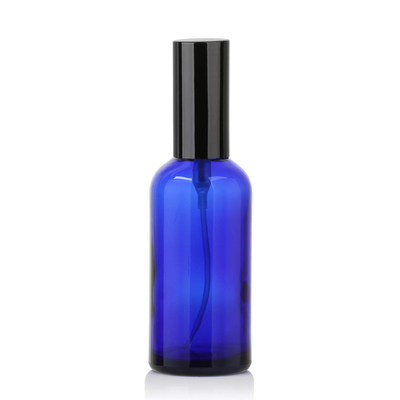 Garrafa cosmética do pulverizador da bomba de vidro azul de LinDeer 50ml com pulverizador do Black Mist