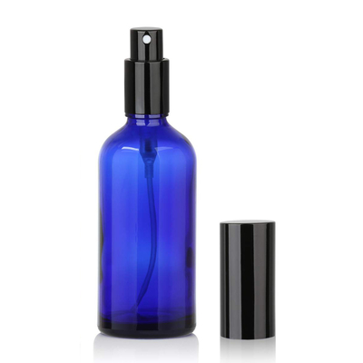 Garrafa cosmética do pulverizador da bomba de vidro azul de LinDeer 50ml com pulverizador do Black Mist